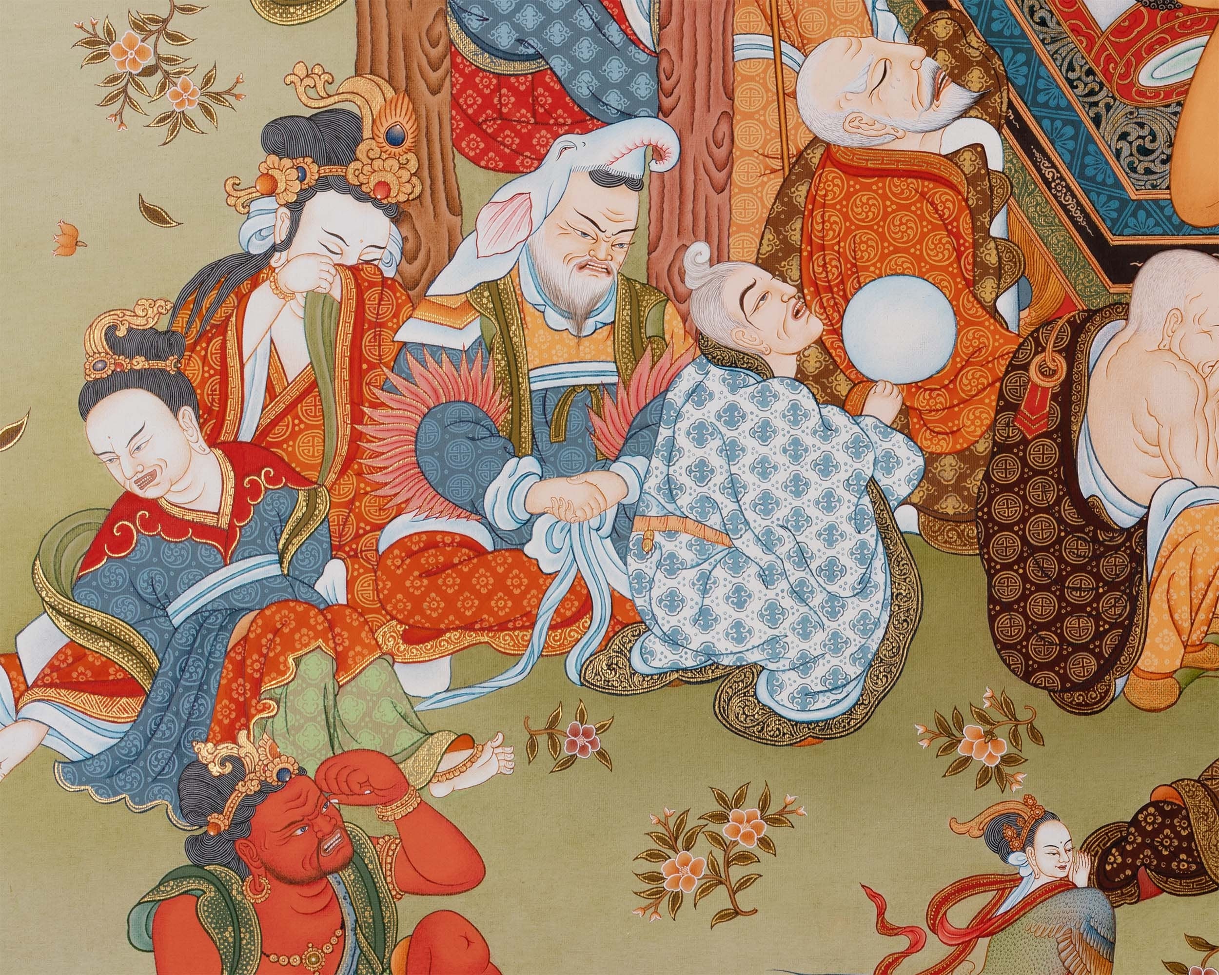 Buddha's Mahaparanirvana Thangka | Buddhist Handpainted Artwork | Wall Hanging Decor