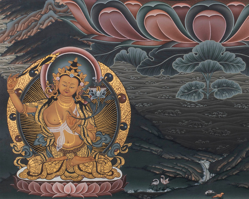 White Tara Thangka | Tibetan Dolkar Bodhisattva Of Long Life