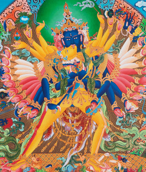 Yidam Kalachakra Thangka | His Consort Vishvamata | Handpainted Wall Decoration