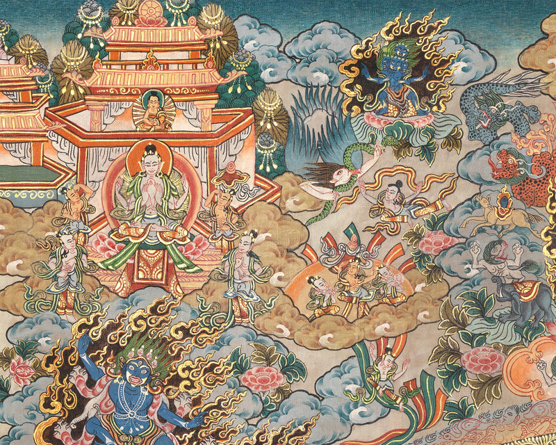 Vintage Bodhisattva Mandala | Tibetan Buddhist Thangka
