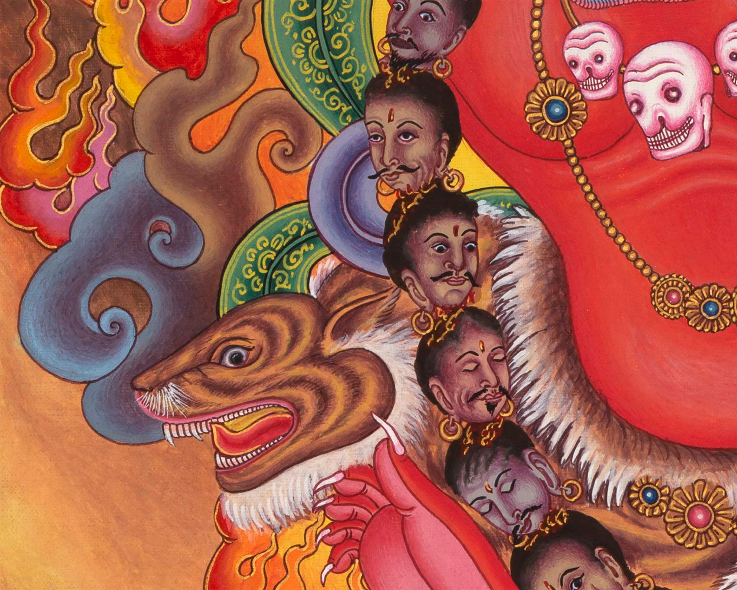 Red Bhairava Mahakala Thangka | Original Hand painted Newari Style Painting