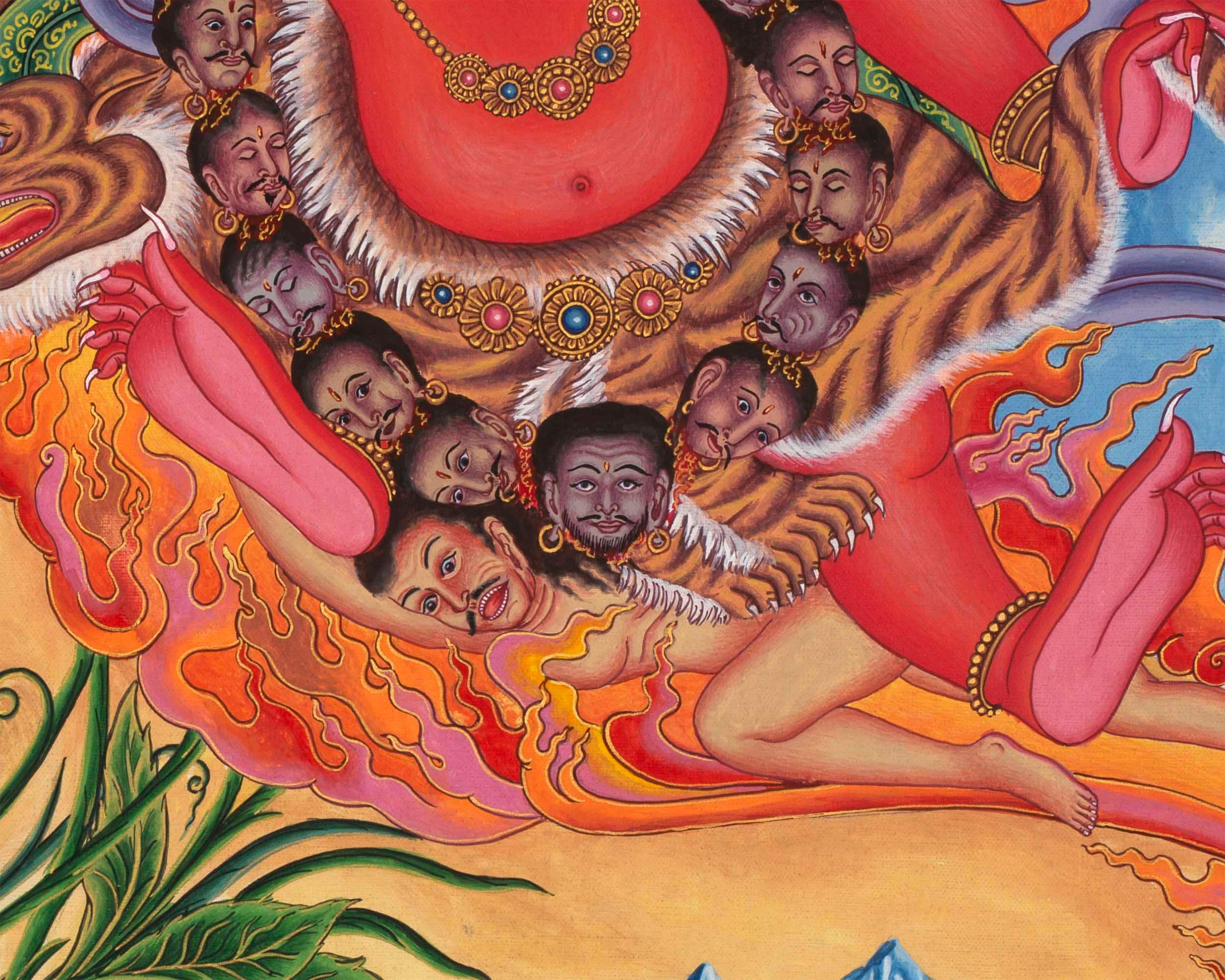 Red Bhairava Mahakala Thangka | Original Hand painted Newari Style Painting