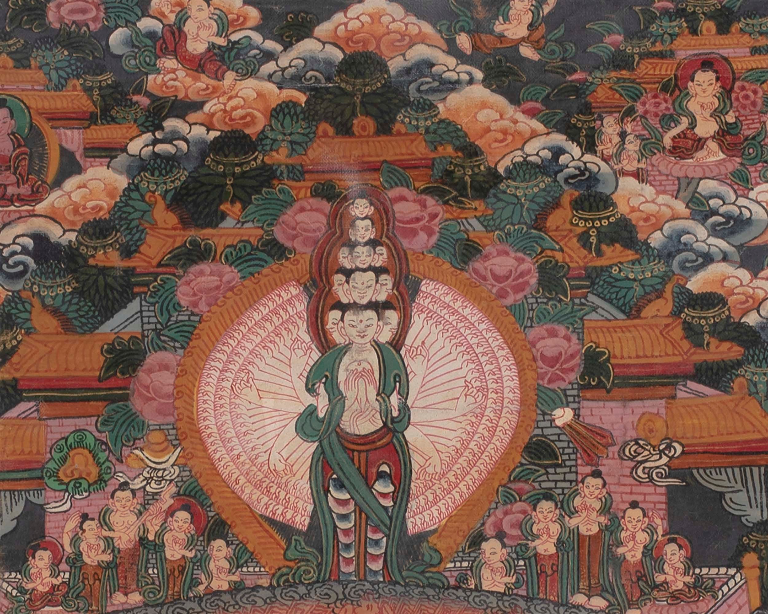 Vintage Mandala Thangka | Original Brocade Mounted Painting