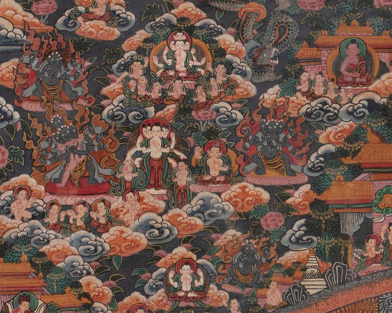 Vintage Mandala Thangka | Original Brocade Mounted Painting