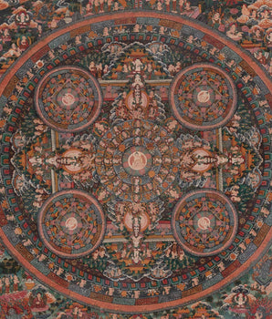 Vintage Mandala Thangka | Original Brocade Mounted Painting