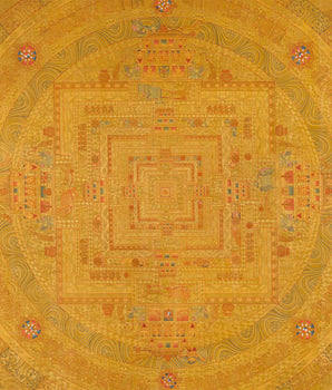 Gold Kalachakra Mandala Thangka | Tibetan Buddhism Spiritual Painting