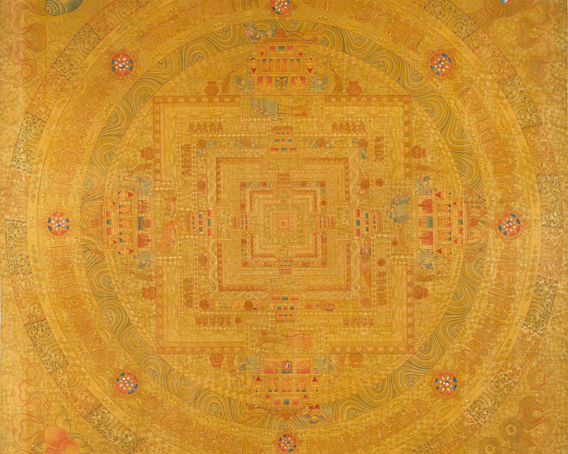 Gold Kalachakra Mandala Thangka | Tibetan Buddhism Spiritual Painting