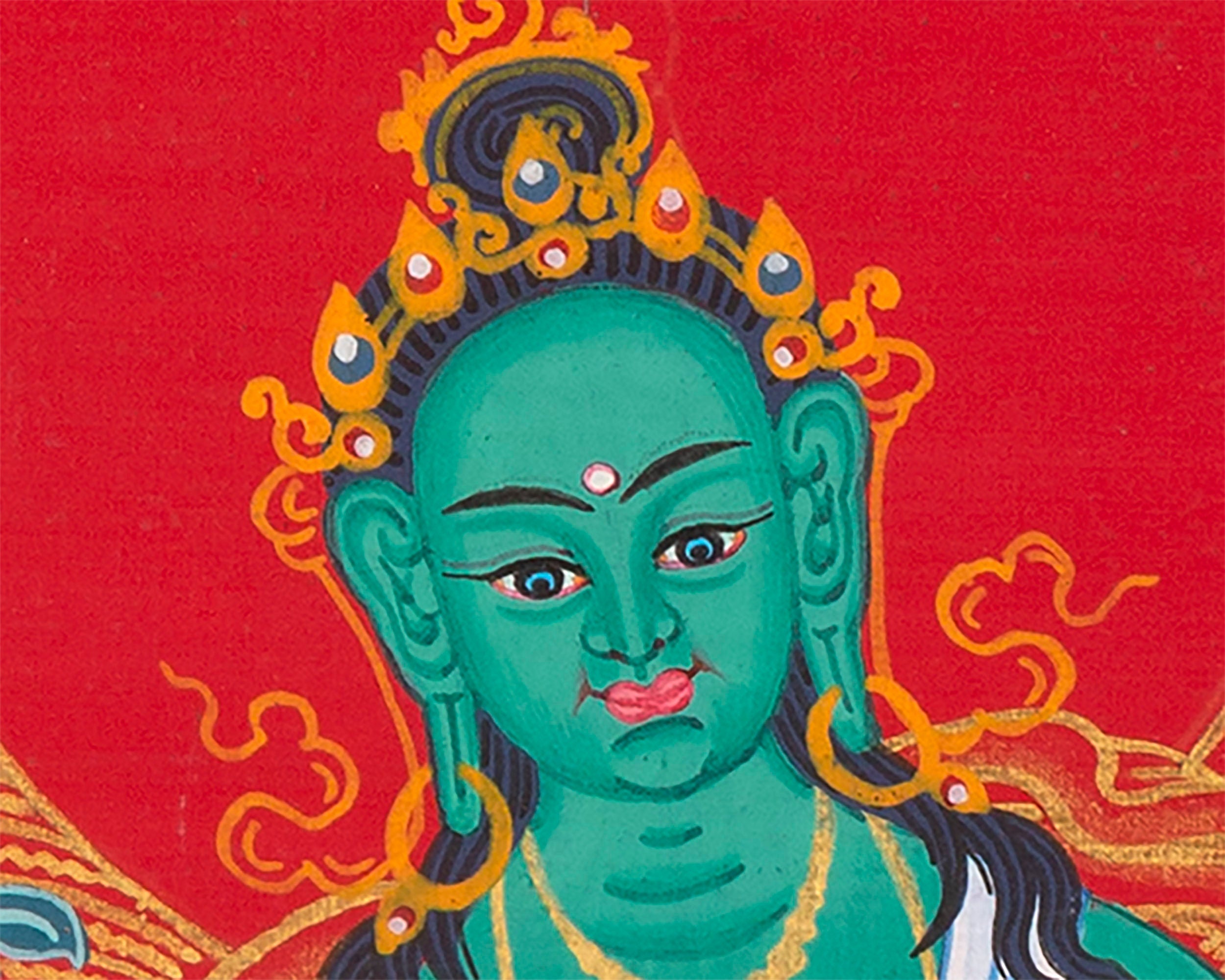 Goddess Green Tara Mandala Thangka | Healing Mandala Thangka | Perfect For Wall Decoration |