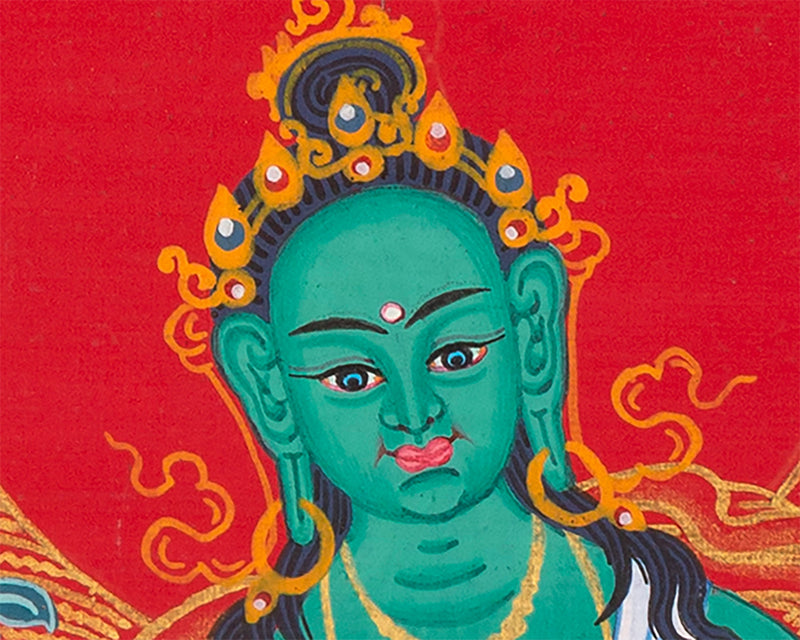 Goddess Green Tara Mandala Thangka | Healing Mandala Thangka | Perfect For Wall Decoration |