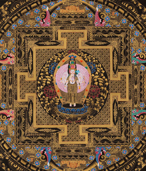 Avalokiteshvara Mandala |Wheel of Time Thangka | Kalachakra Mandala Wall Hanging