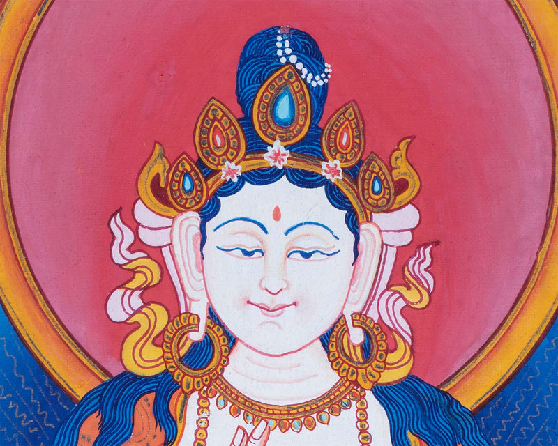 White Tara | Female Buddhist Divinity | Original Thangka Painting