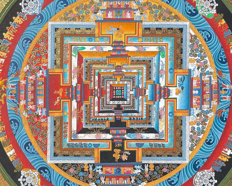 Kalachakra Buddhist Mandala Thangka | Rare Wheel Of Time Mandala for Buddhist Altar