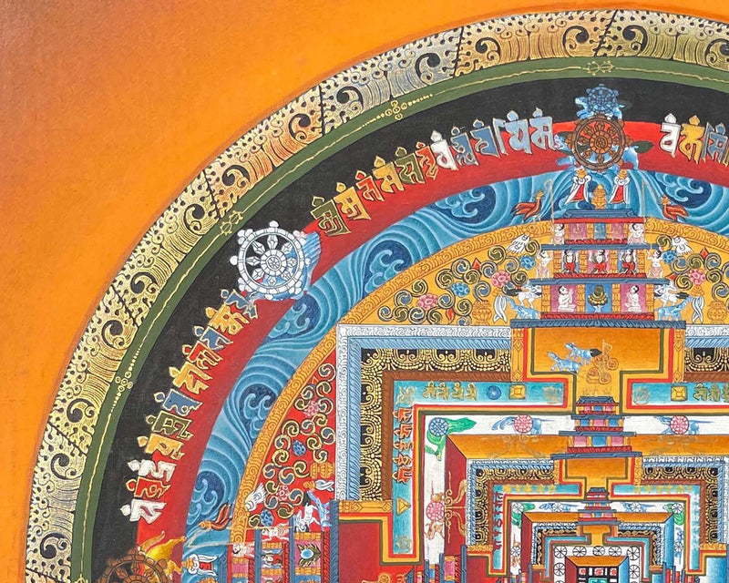 Kalachakra Buddhist Mandala Thangka | Rare Wheel Of Time Mandala for Buddhist Altar