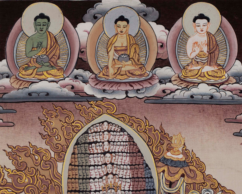 Protector Dukkar | The White Umbrella Goddess | Original Thangka of Sitatapatra