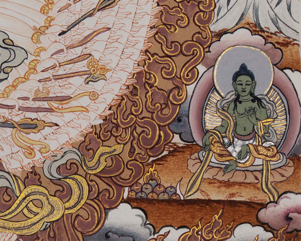 Protector Dukkar | The White Umbrella Goddess | Original Thangka of Sitatapatra