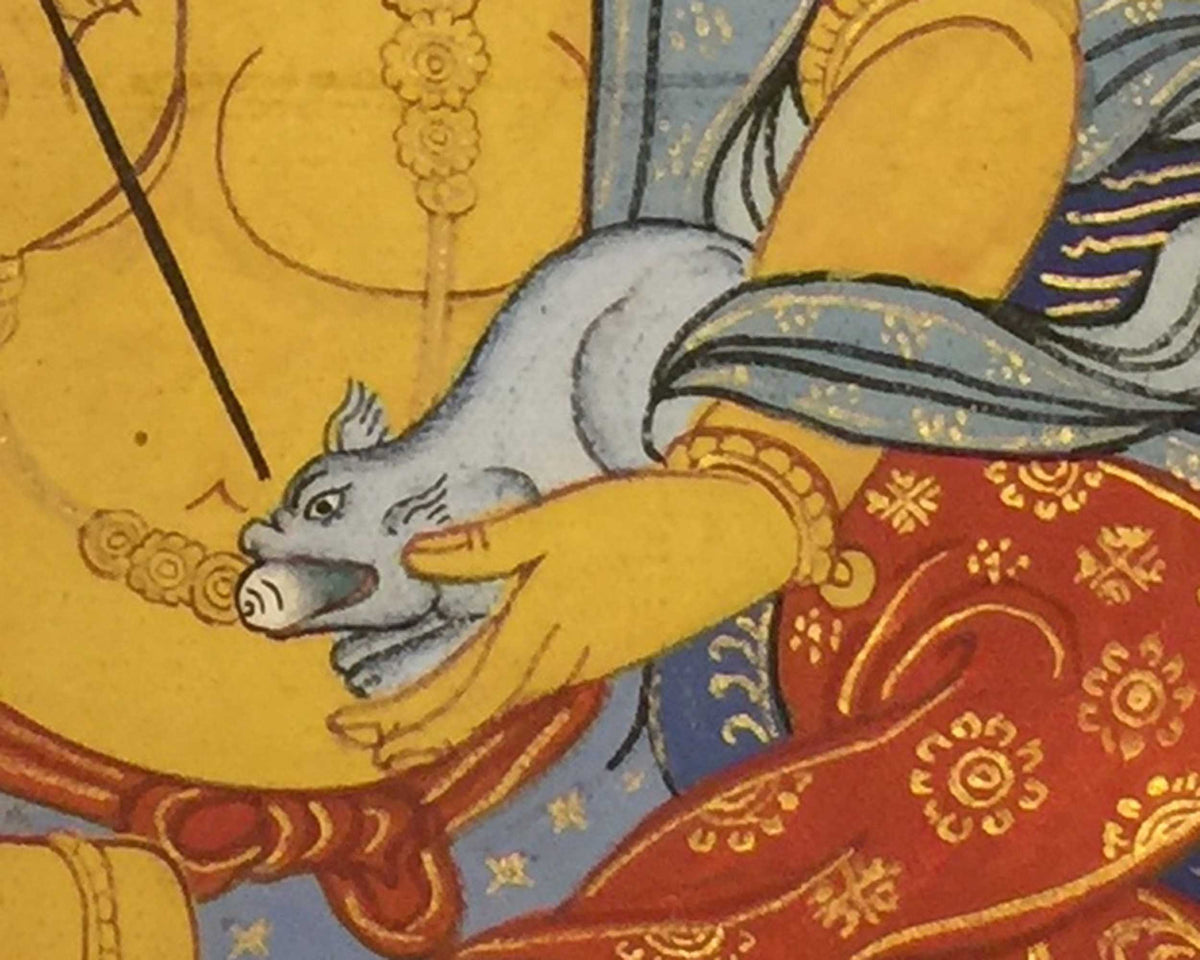 Guardian King Dharmapala Namtose Thnagka | Vintage Buddhist Dzambala Art | Wall Decor