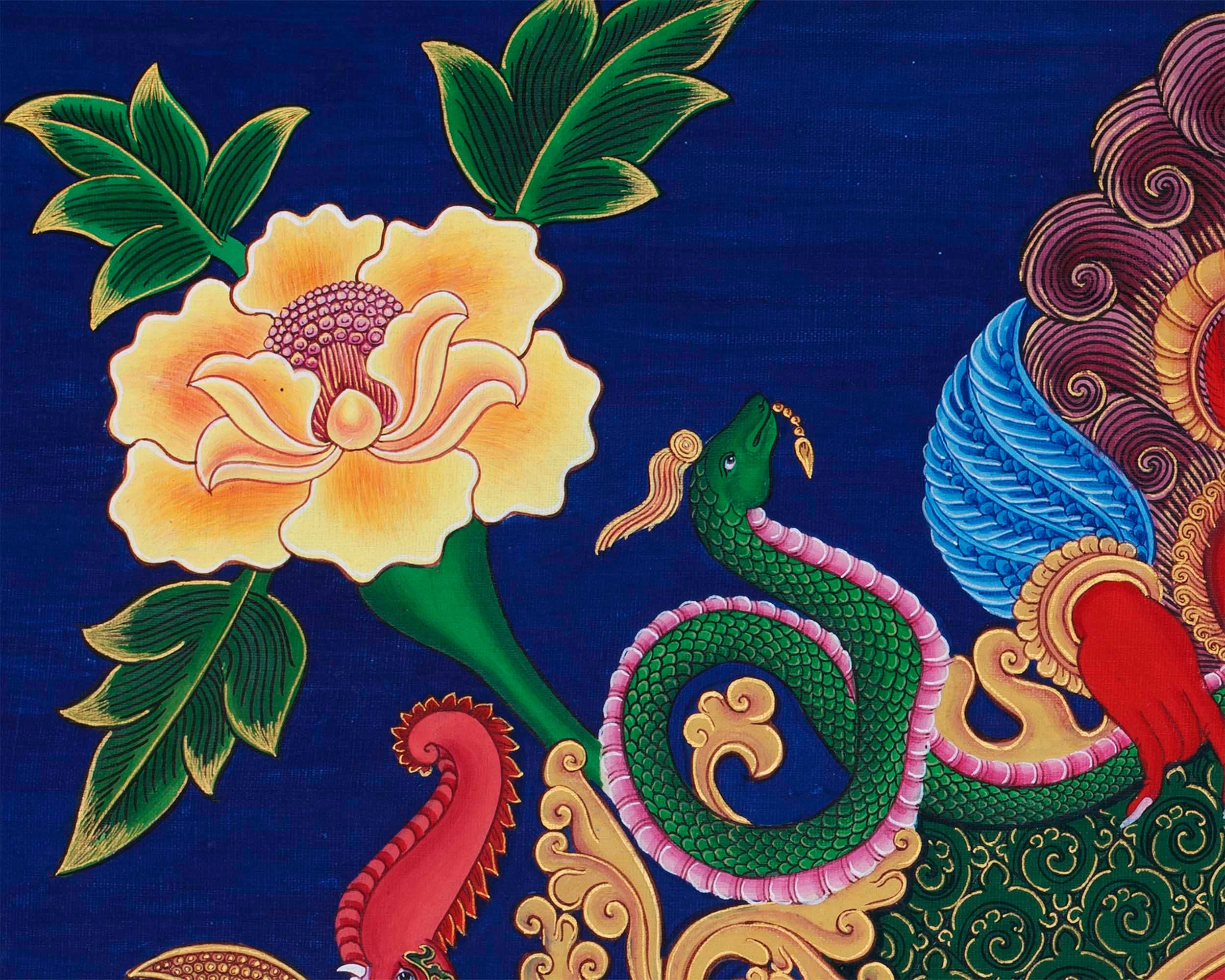 Newari Ganesh Original Buddhist Thangka | Buddhist and Hindu Deity Wall Hanging Art