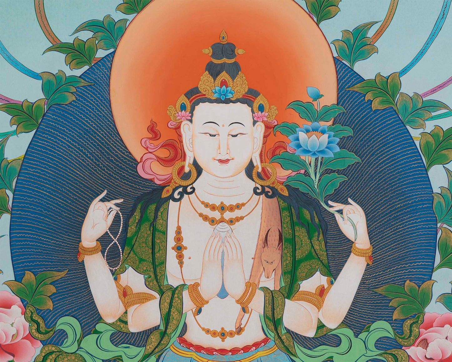 Chengrezig Avalokitesvara  Buddhist Thangka | Original Hand-Painted Thangka