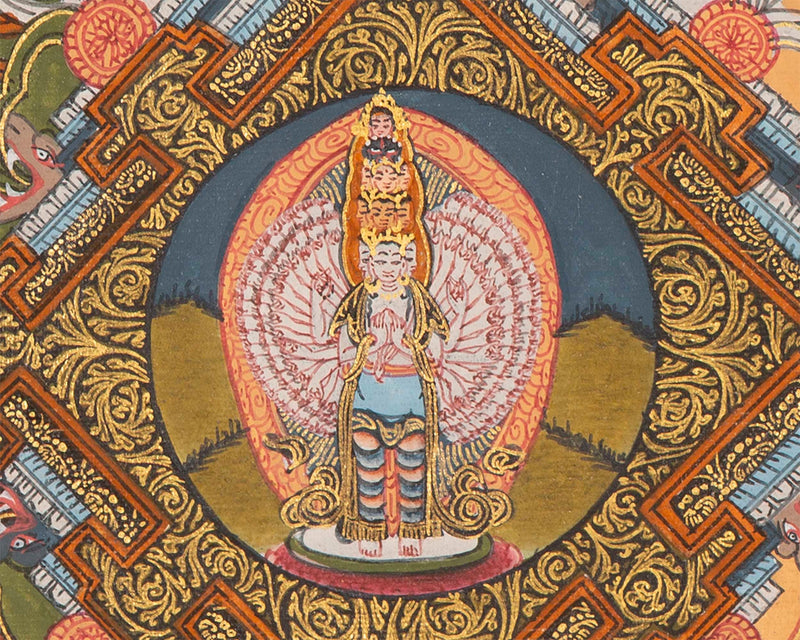 1000 Armed Chengrezig  | Buddhist Mandala Thangka