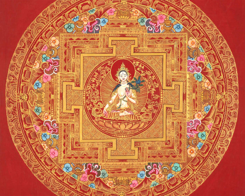 White Tara Mandala | Tibetan painting