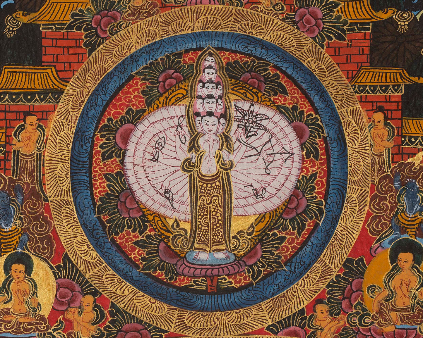 Traditional Mandala Thangka | Tibetan Buddhist Handpaint | Religious Wall Decor