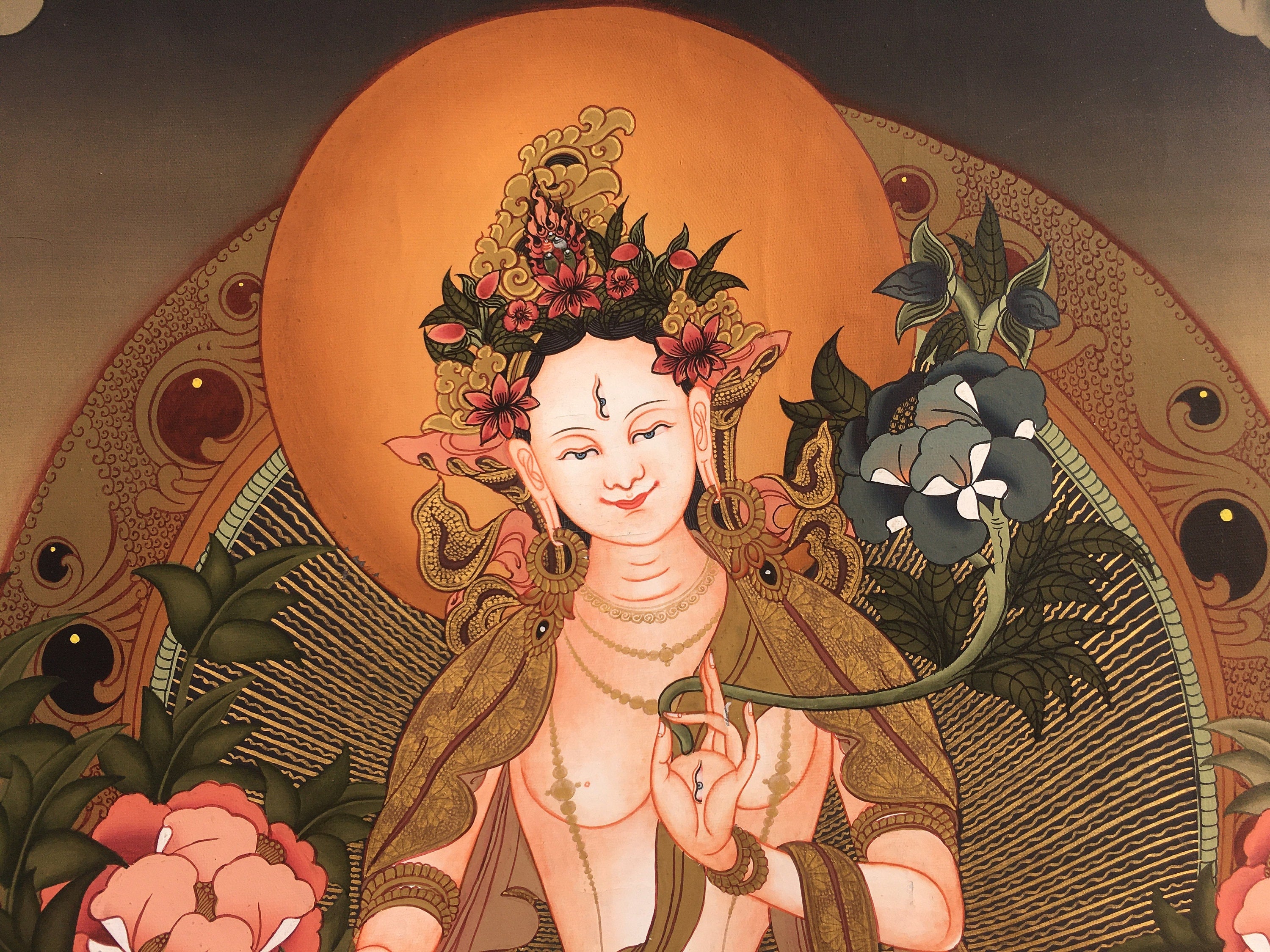Tara Brocade Mounted Thangka  | Spiritual Gift for Buddhists