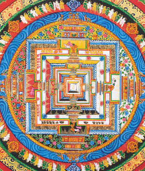 Buddhist Kalachakra Mandala Thangka | Hand Painted On Cotton Canvas | Wall Decorations