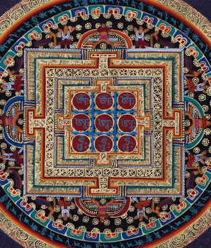 Om Mani Padme Hum Mandala Thangka | Sacred Thangka Painting for Meditation | Tibetan Wall Decoration Painting | Good Luck Art