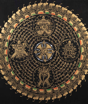 Auspicious Mantra Mandala | Buddhist Handpainted Art | Religious Wall Hanging Decor