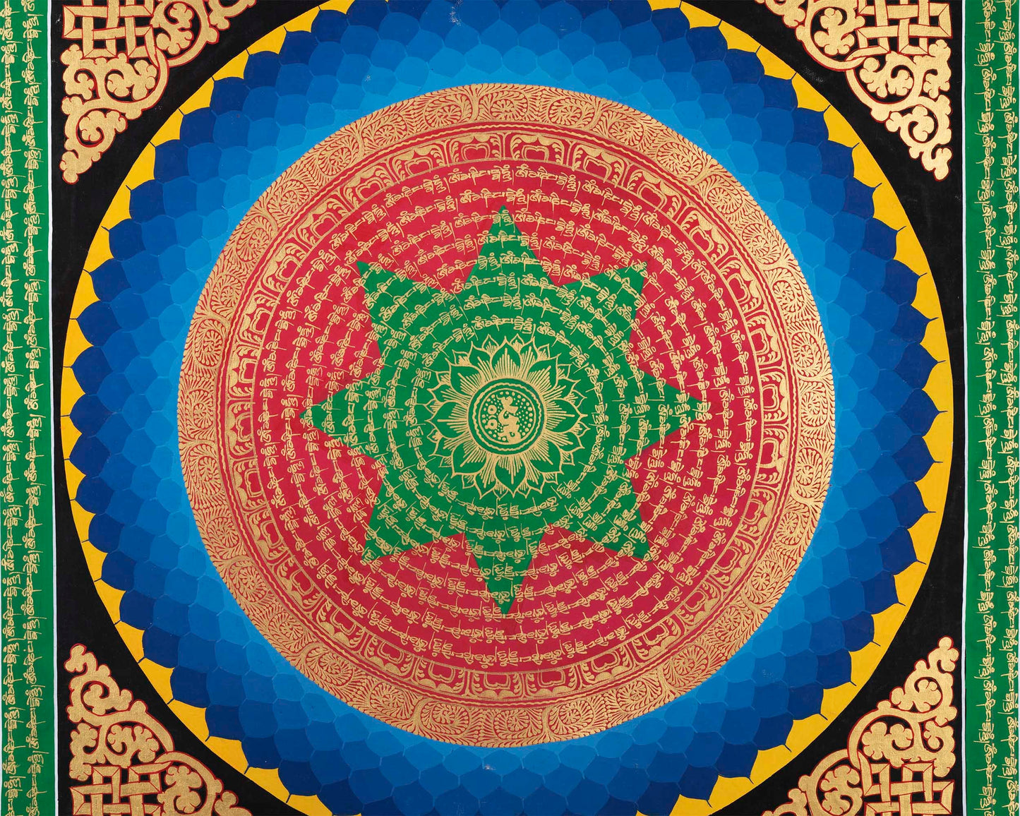 Auspicious Mantra Mandala Thangka | Tibetan Religious Mantra | Wall Decoration