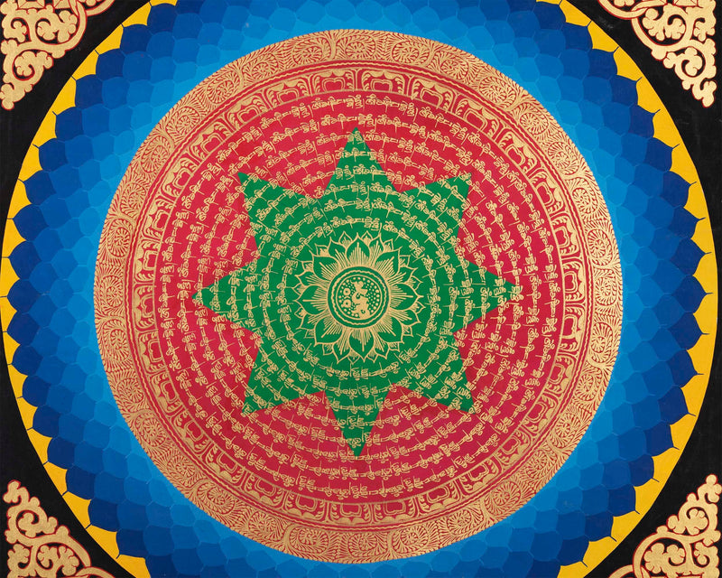 Auspicious Mantra Mandala Thangka | Tibetan Religious Mantra | Wall Decoration