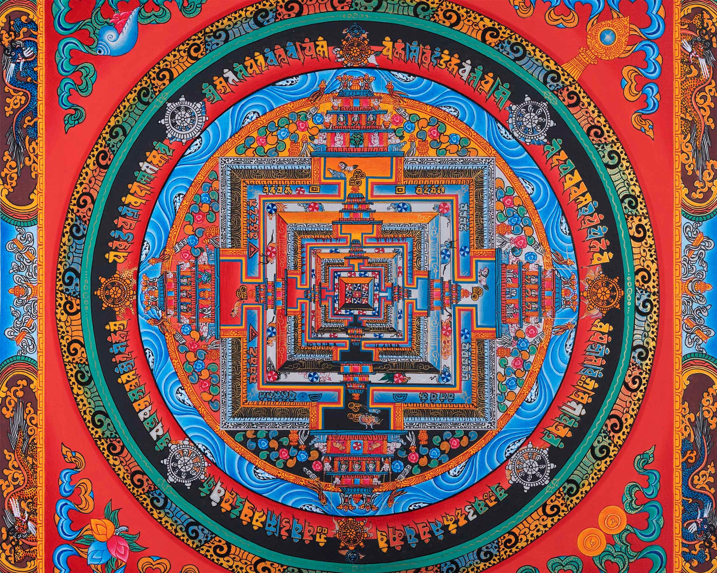 Gold Kalachakra Mandala | Buddhist Thangka