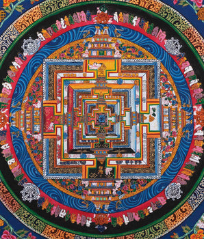 Religious Kalachakra Mandala Thangka | Buddhist Handpainted Art | Wall Hanging Decors