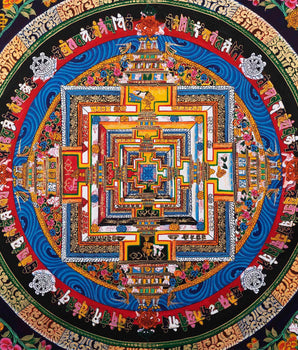 Traditional Kalachakra Mandala Thangka | Religious Handpainted Art | Wall Hanging Decor
