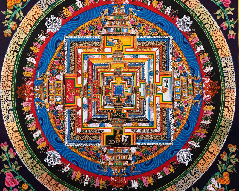 Traditional Kalachakra Mandala Thangka | Religious Handpainted Art | Wall Hanging Decor