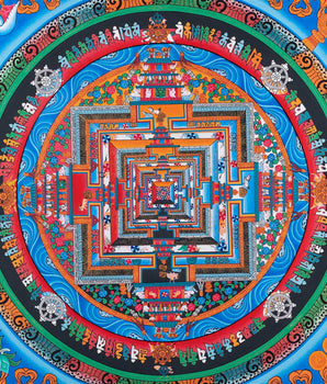 Bordered Kalachakra Mandala  | Buddhist Wall Hanging