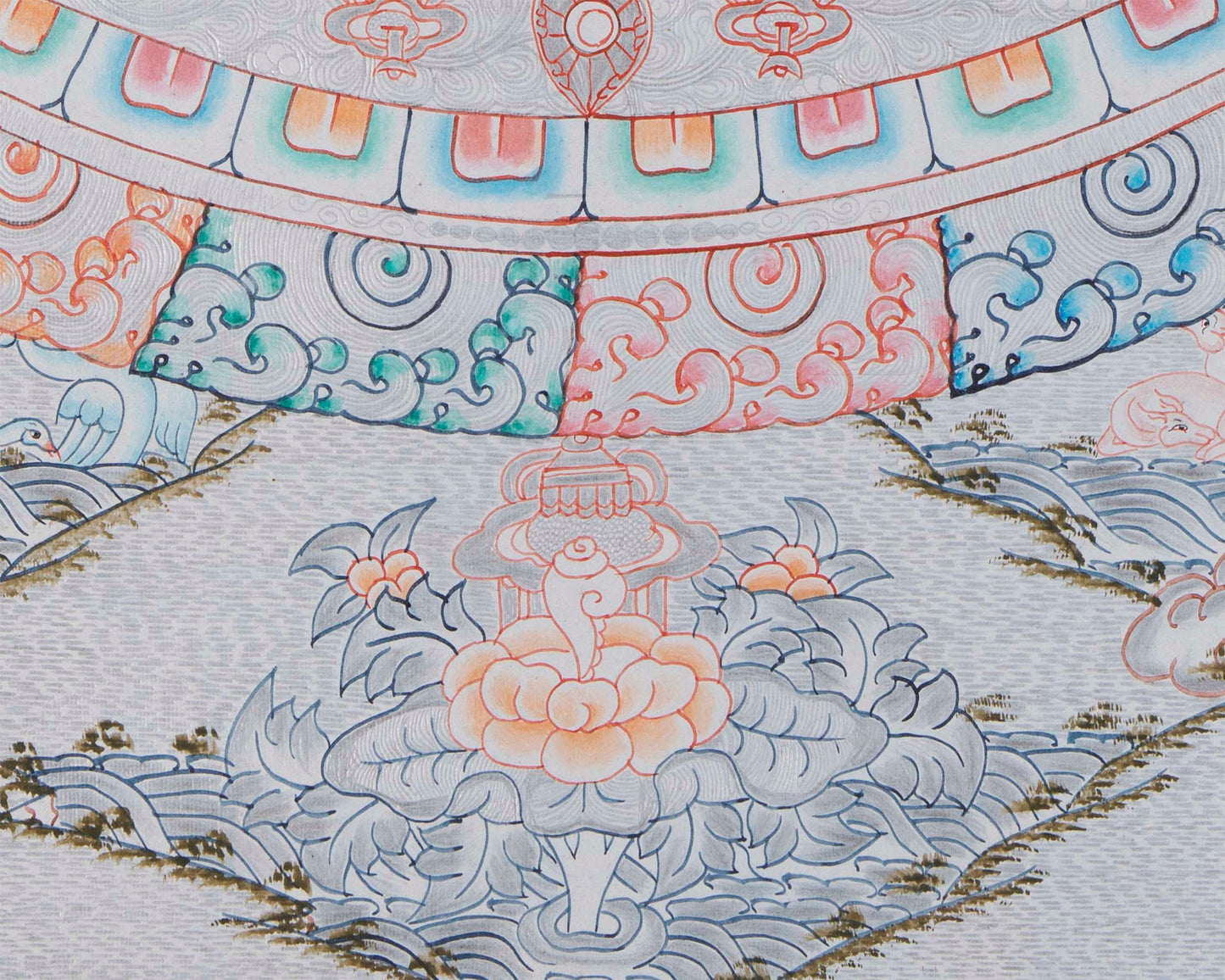 Chegrezig Mandala Thangka | Hand Painted covered with Pure Silver