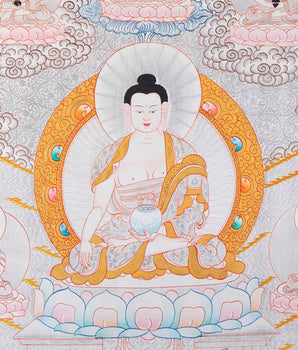 Dipankara, Gautama & Maitreya Surrounded By Aksobhya, Amitabha, Amoghasiddhi, Ratnasambhava And Vairocana