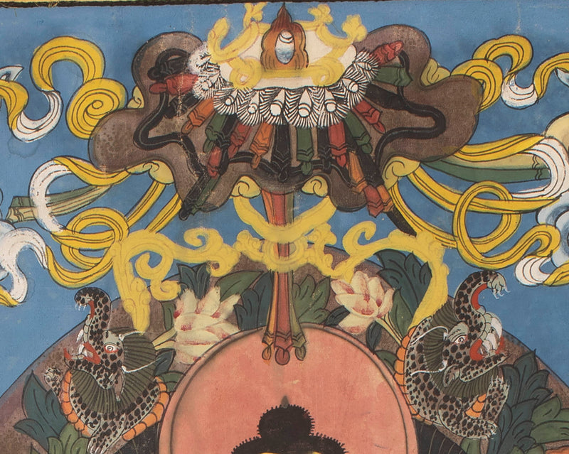 Buddhist Thangka painting | Shakyamuni Buddha with two chief Disciples