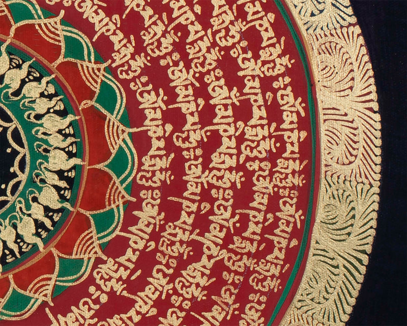 Universal Om Mantra Mandala Thangka | Traditional Buddhist Handpainted Art | Wall Decors