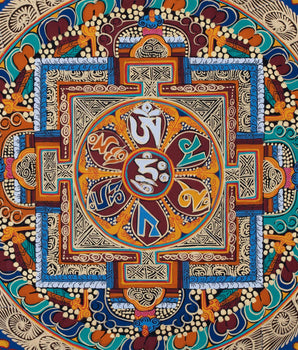 Hum Mandala Thangka  | Wall Hanging Yoga Meditation Canvas Art