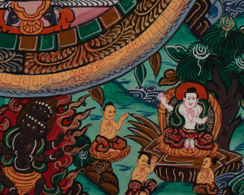 Big Wheel Buddha Mandala | Tibetan Thangka Painting for Wall Hanging