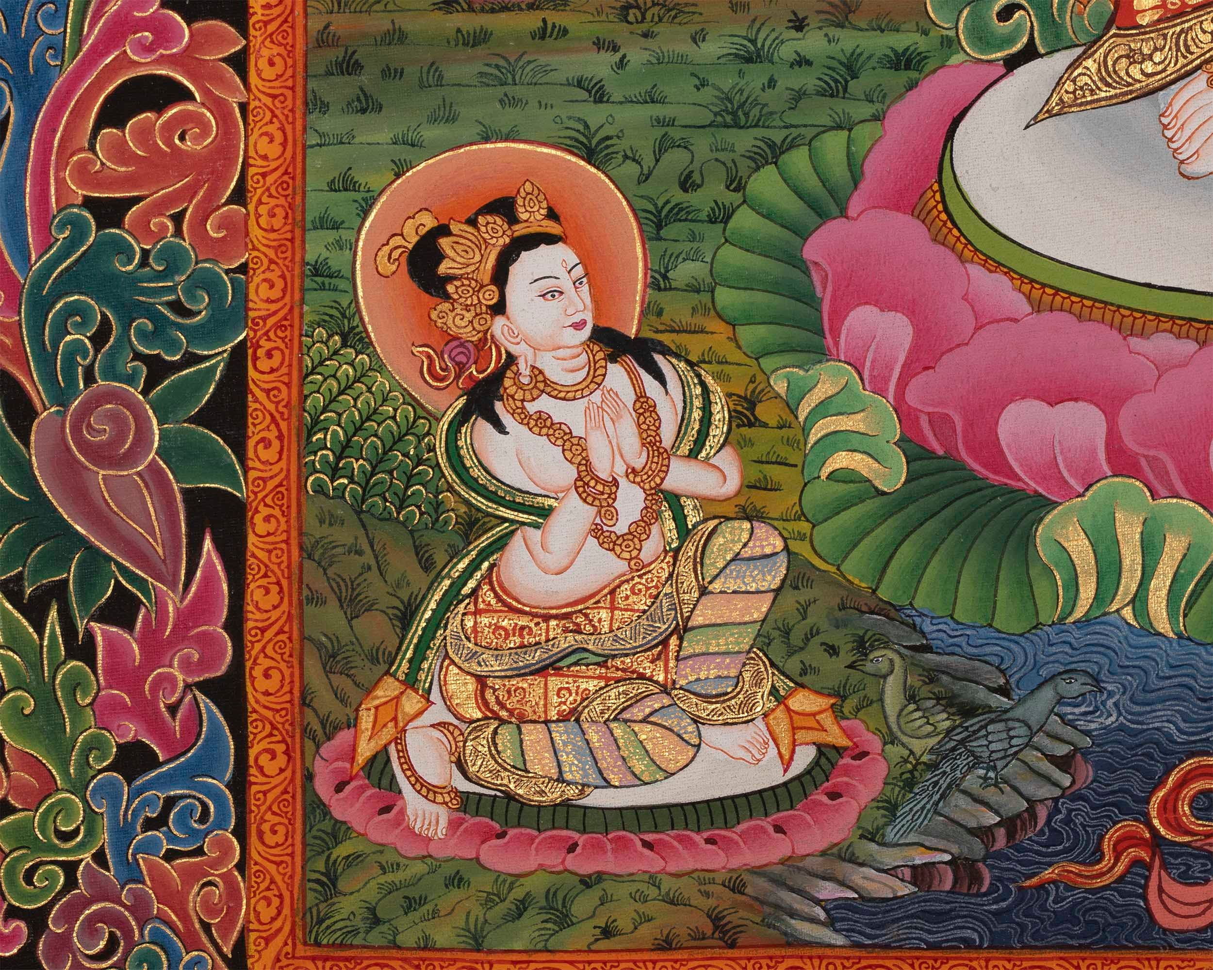 Newari Padmapani Lokeshvara | Rare Genuine Hand Painted Paubha Art