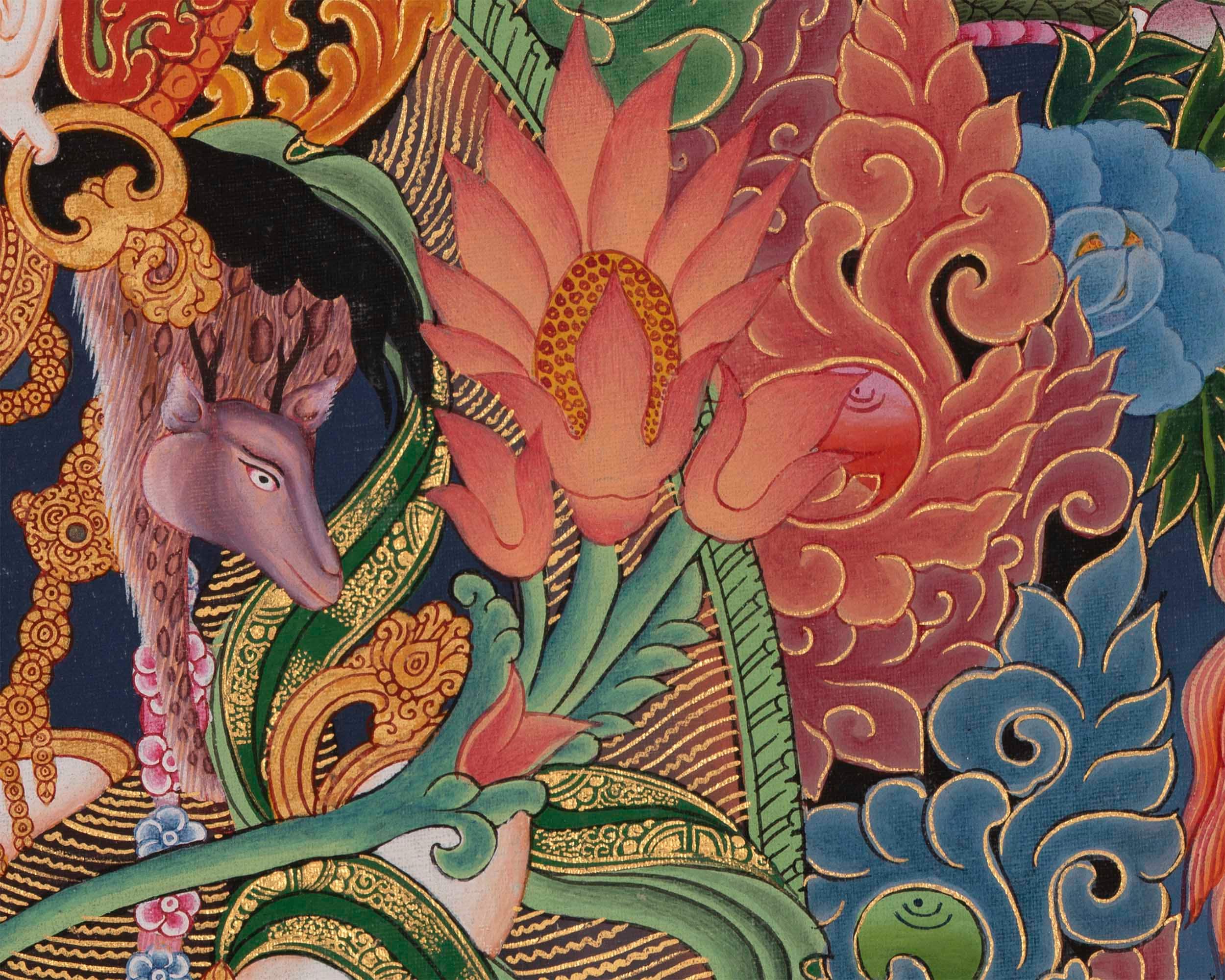 Newari Padmapani Lokeshvara | Rare Genuine Hand Painted Paubha Art