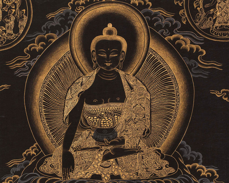 Shakyamuni Buddha Original Handmade Tibetan Thangka | Sacred Wall Decor