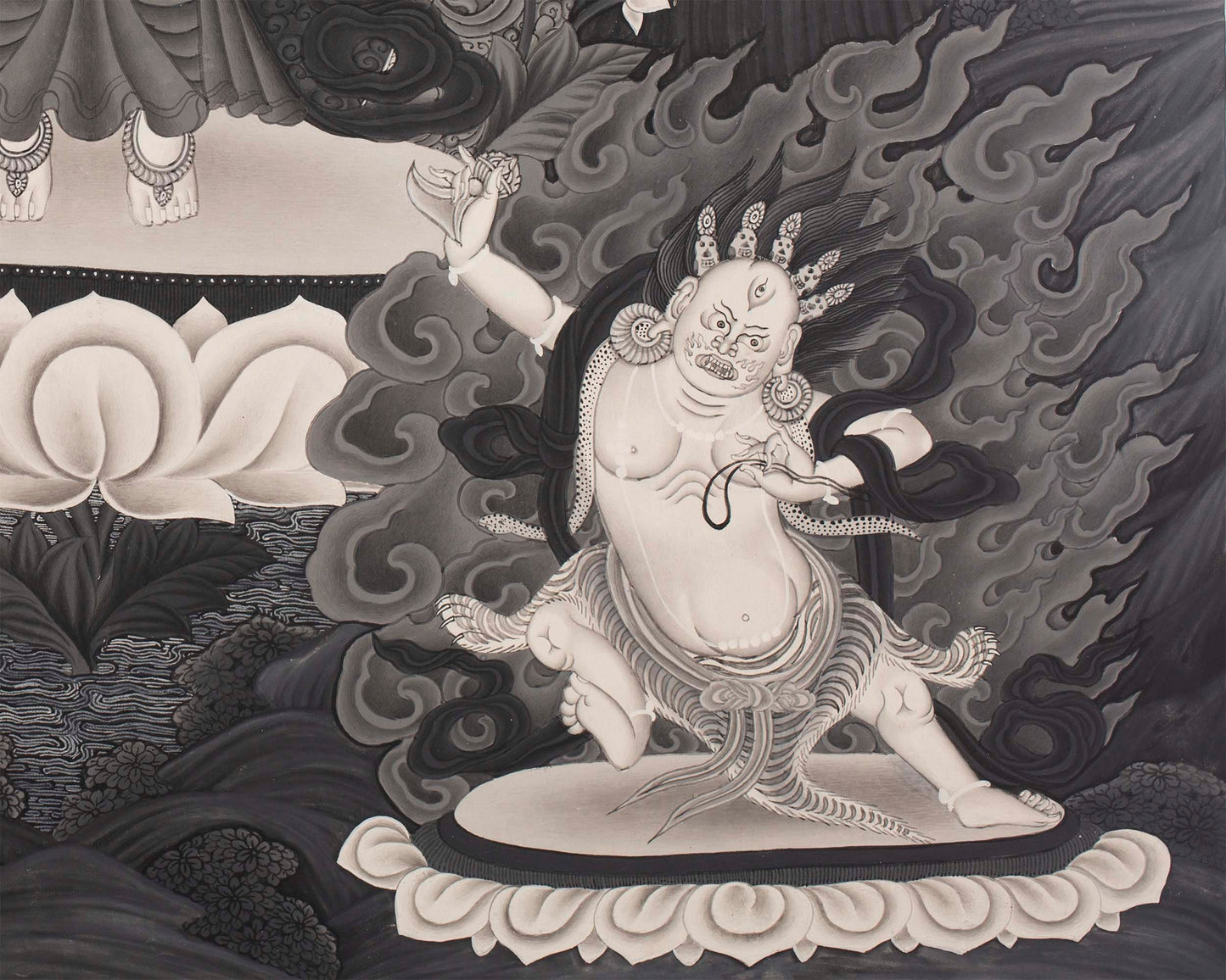 Avalokiteshvara Bodhisattva  | Black White Painting Thangka