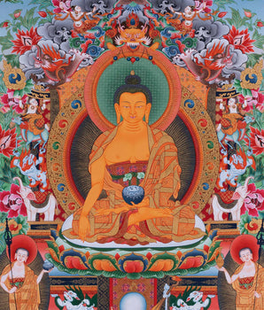 Thangka Painting Of Shakyamuni Buddha | Handpainted Tibetan Art | Thangka For Mindfulness