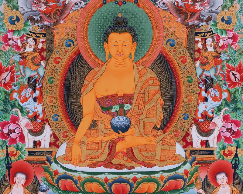 Thangka Painting Of Shakyamuni Buddha | Handpainted Tibetan Art | Thangka For Mindfulness