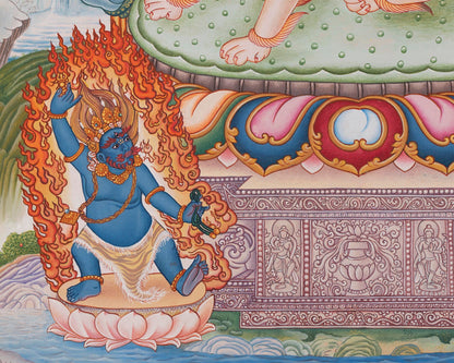 Simhanada Lokeshvara Thangka | Buddhist Handpainted Art | Religious Wall Decors