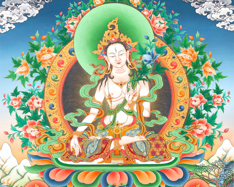 Handpainted White Tara | Wall Decor